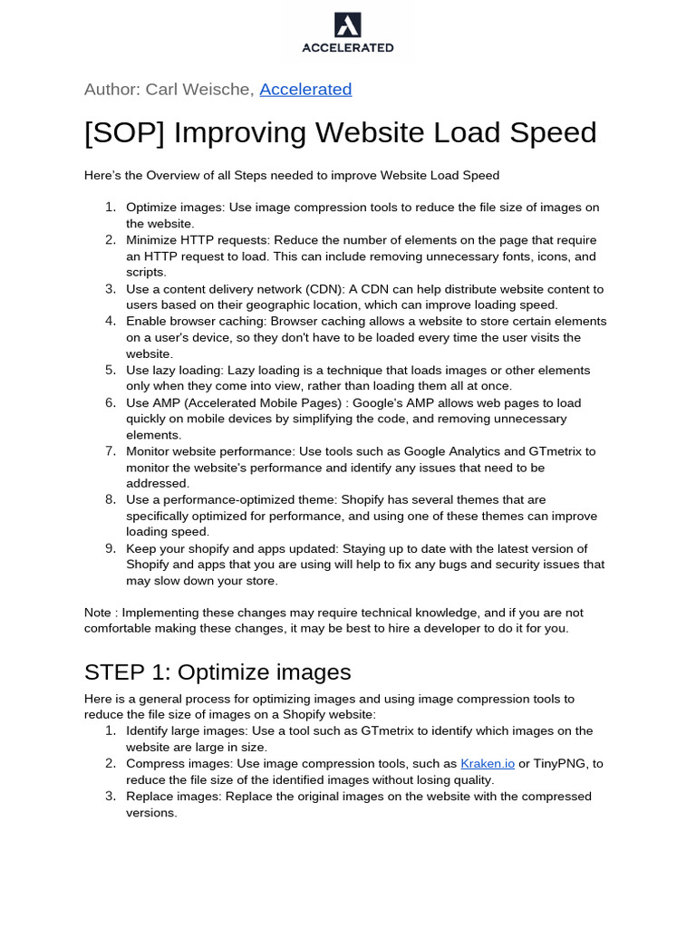 Optimize Shopify Website Load Speed | PDF | Cache (Computing) | Websites