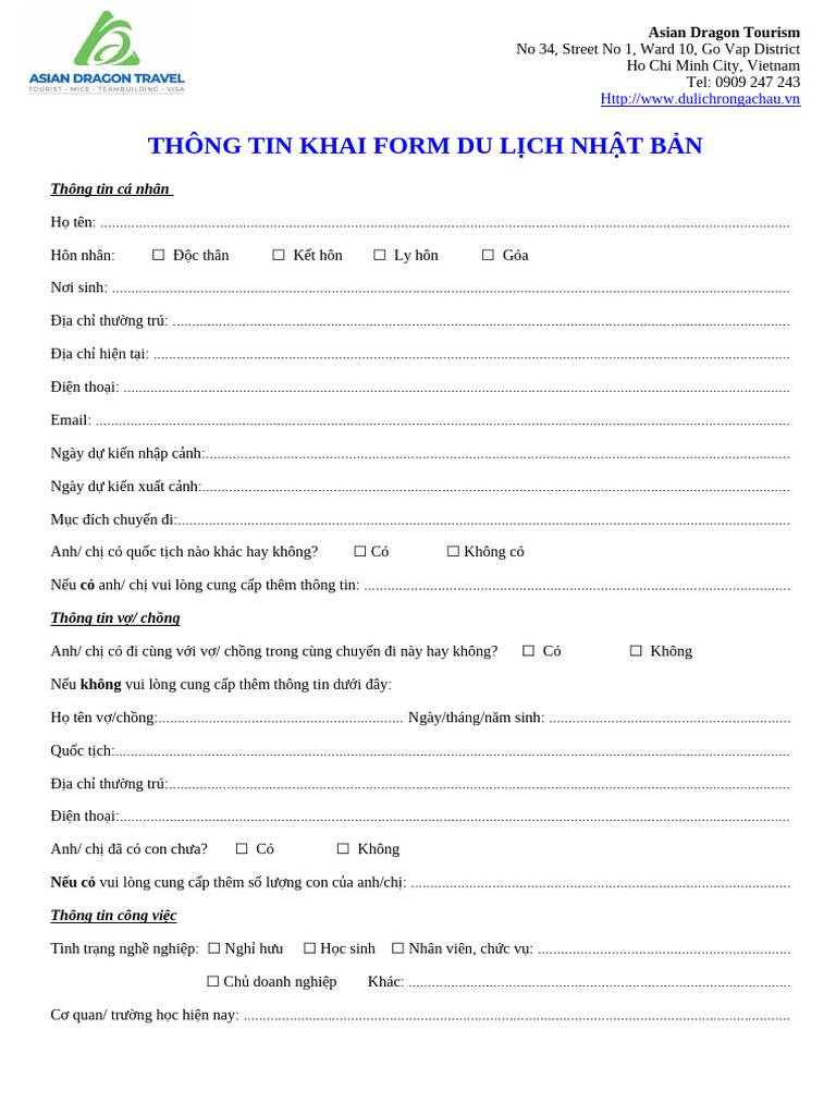 Thong Tin Khai Form Nhat Ban | PDF