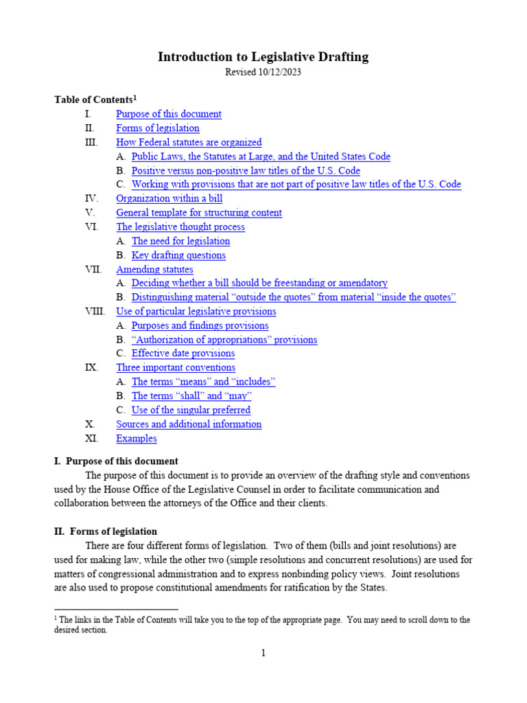 Overview of Legislative Drafting Techniques | PDF | United States Code ...