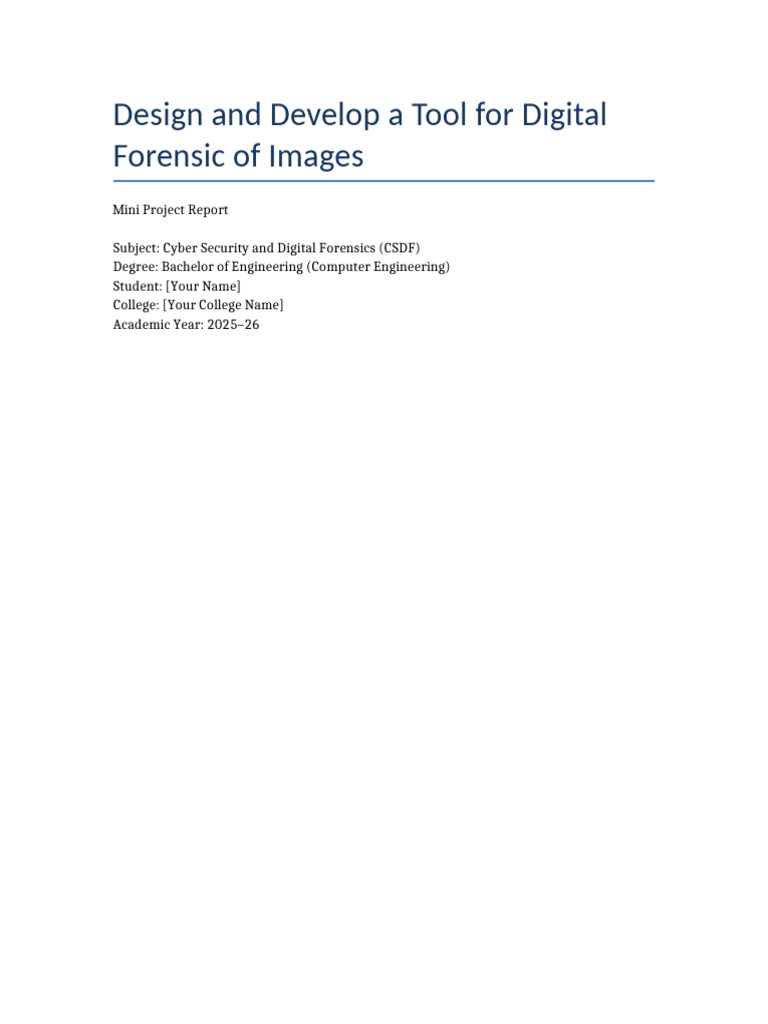 Digital Forensic Tool for Images | PDF | Digital Forensics | Authentication
