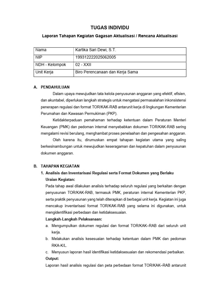 Panduan Penyusunan TOR/KAK-RAB Kementerian PKP | PDF
