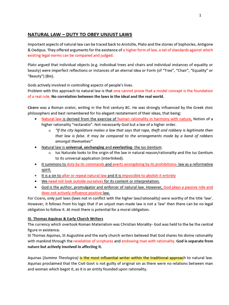 Duty to Obey Unjust Laws Explained | PDF | Jurisprudence | Natural Law