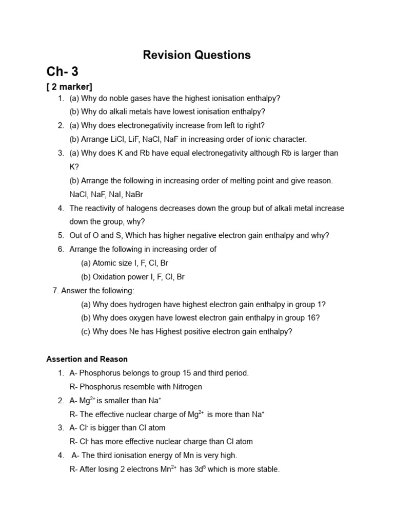 Revision Ch 3 | PDF