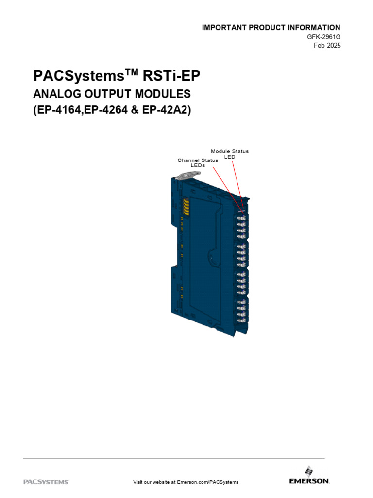 Emerson RSTi EP Analog Output Modules Datasheet | PDF | Electrical ...