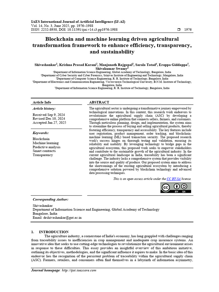 Blockchain & ML for Agricultural Efficiency | PDF | Usability | Agriculture