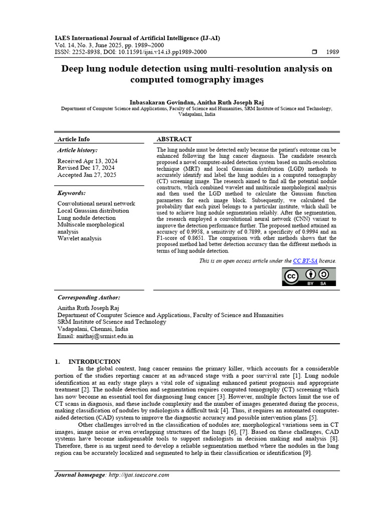 Deep Learning for Lung Nodule Detection | PDF | Image Segmentation | Ct ...