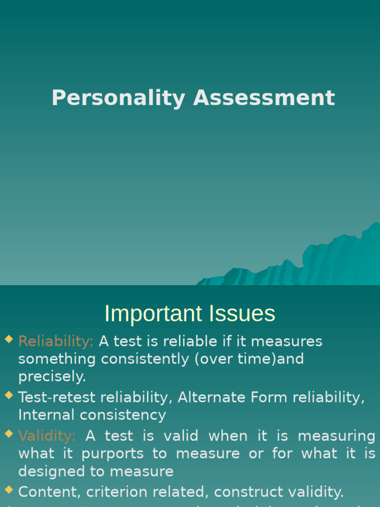 Personality Assessment Techniques Overview | PDF | Psychology | Cognition