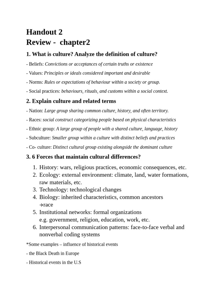 Handout 2 Intercultural Communication | PDF | Interpersonal ...