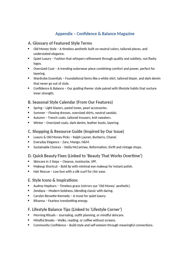 Confidence Balance Appendix Styled | PDF