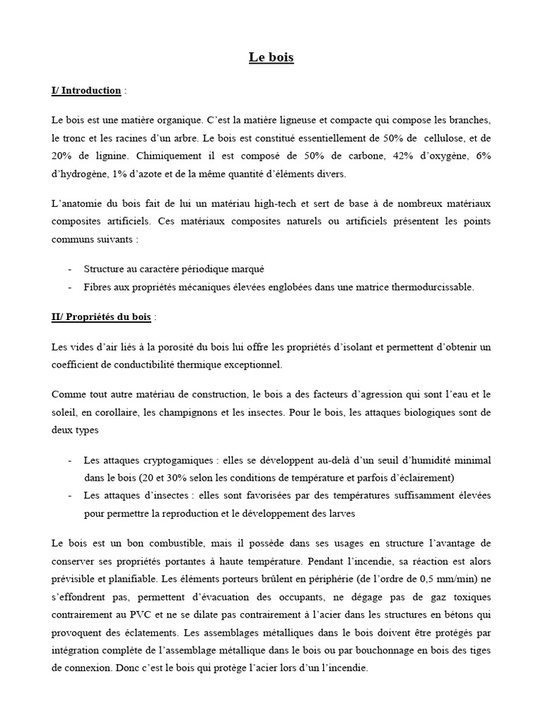 Propriétés et usages du bois en construction | PDF | Bois | Lignine