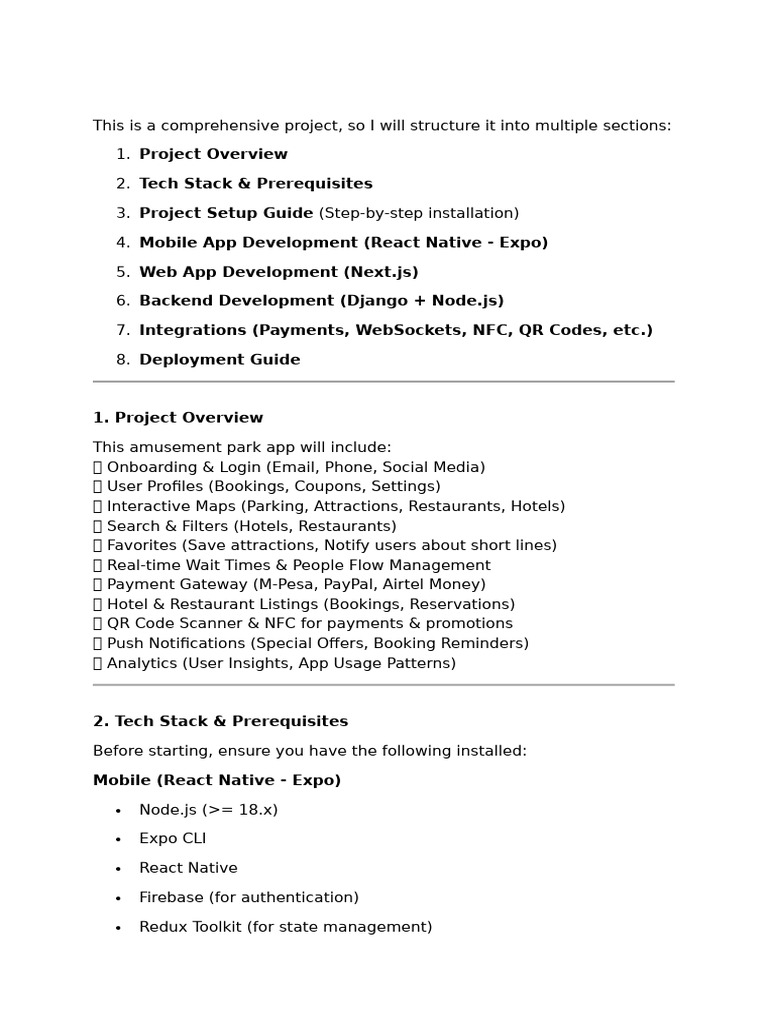 Amusement Park App Development Guide | PDF | Postgre Sql | Mobile App