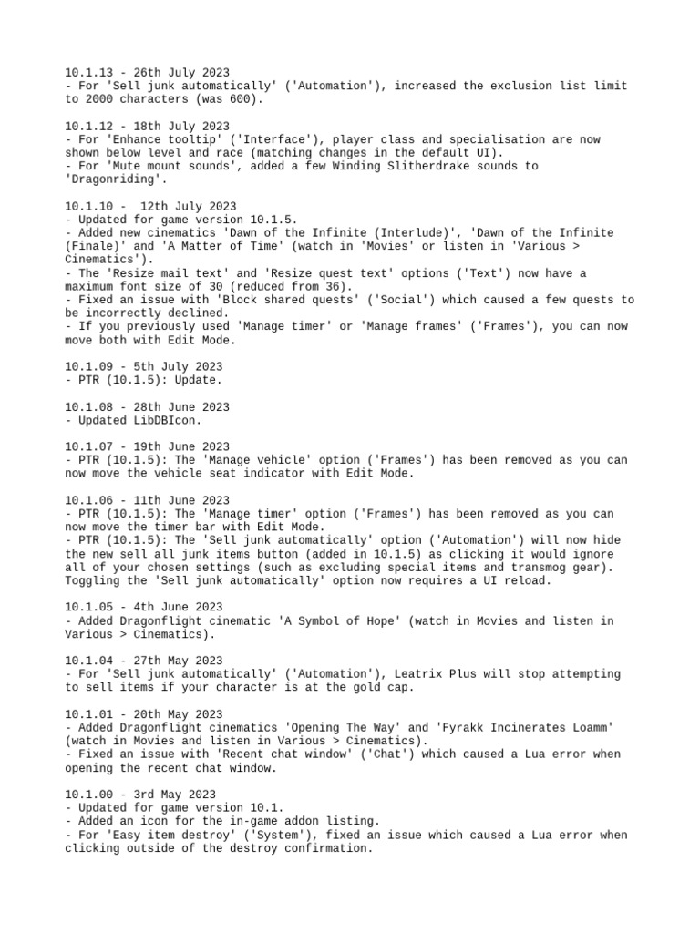 Change Log | PDF | Keyboard Shortcut | Software Bug