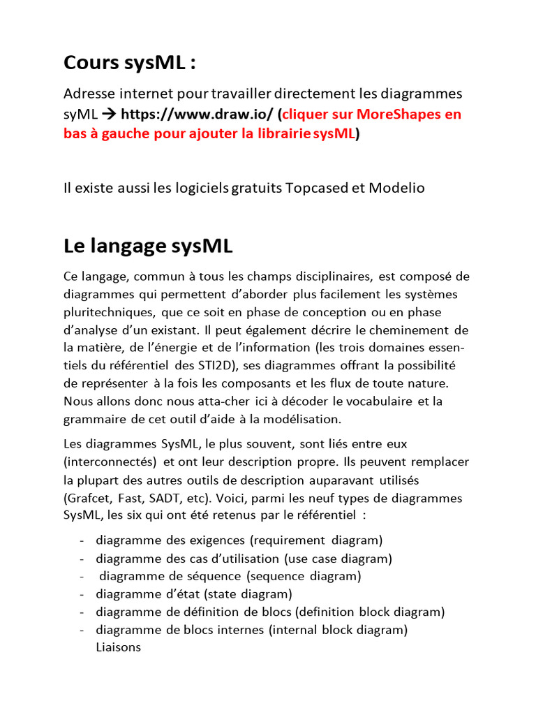 Introduction au langage SysML et diagrammes | PDF