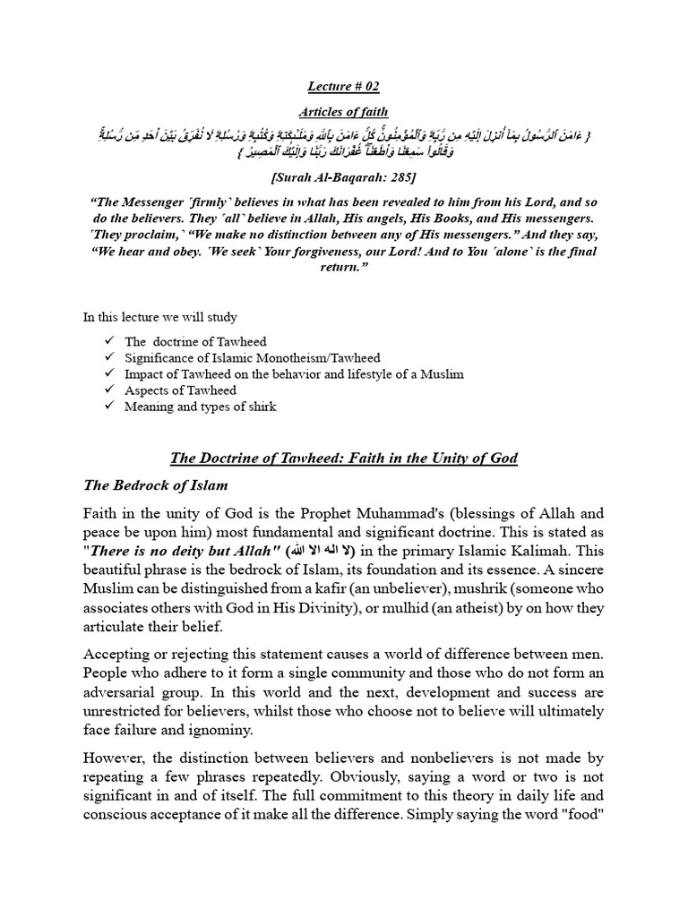 Understanding Tawheed in Islam | PDF | Tawhid | God In Islam