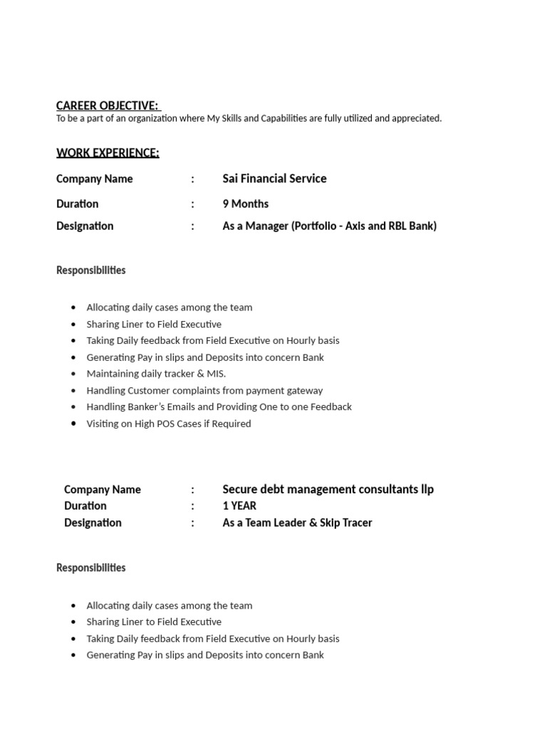Raja CV Main (2305843009213896737) | PDF | Financial Services