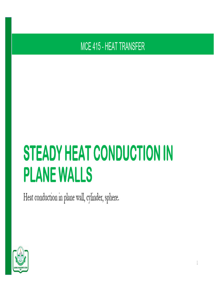 Heat Conduction in Plane Walls Explained | PDF | Thermal Conduction | Heat