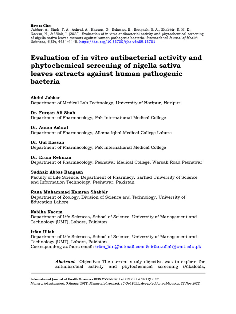 Evaluation of in Vitro Antibacterial Activity and | PDF | Bacteria ...
