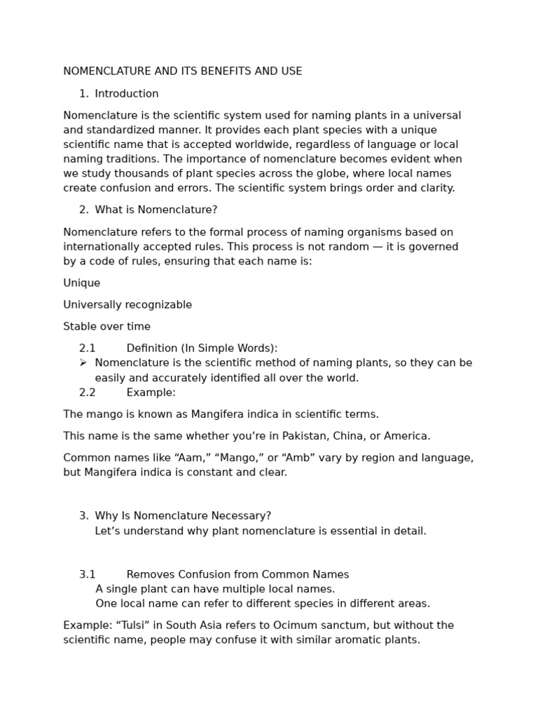 Understanding Plant Nomenclature Benefits | PDF | Fruit | Plant Stem