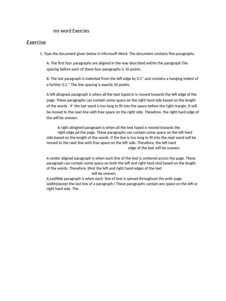 Microsoft Word Formatting Exercises | PDF