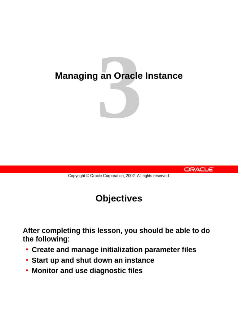 Managing Oracle Instance Parameters and Startup | PDF | Databases ...