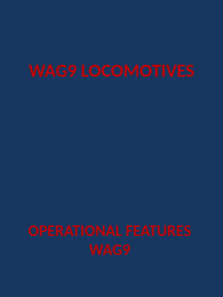 WAG9 Locomotive Operational Features | PDF | Switch | Brake