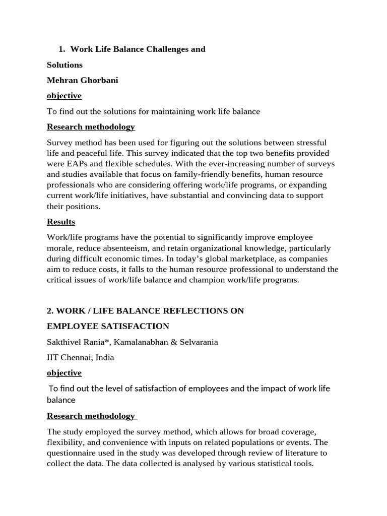 Work-Life Balance: Challenges & Solutions | PDF | Work–Life Balance ...