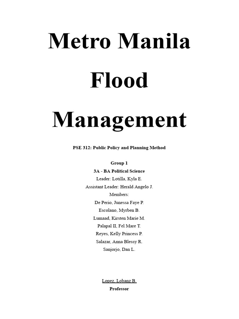 Enhancing Metro Manila Flood Management | PDF | Flood | Infrastructure