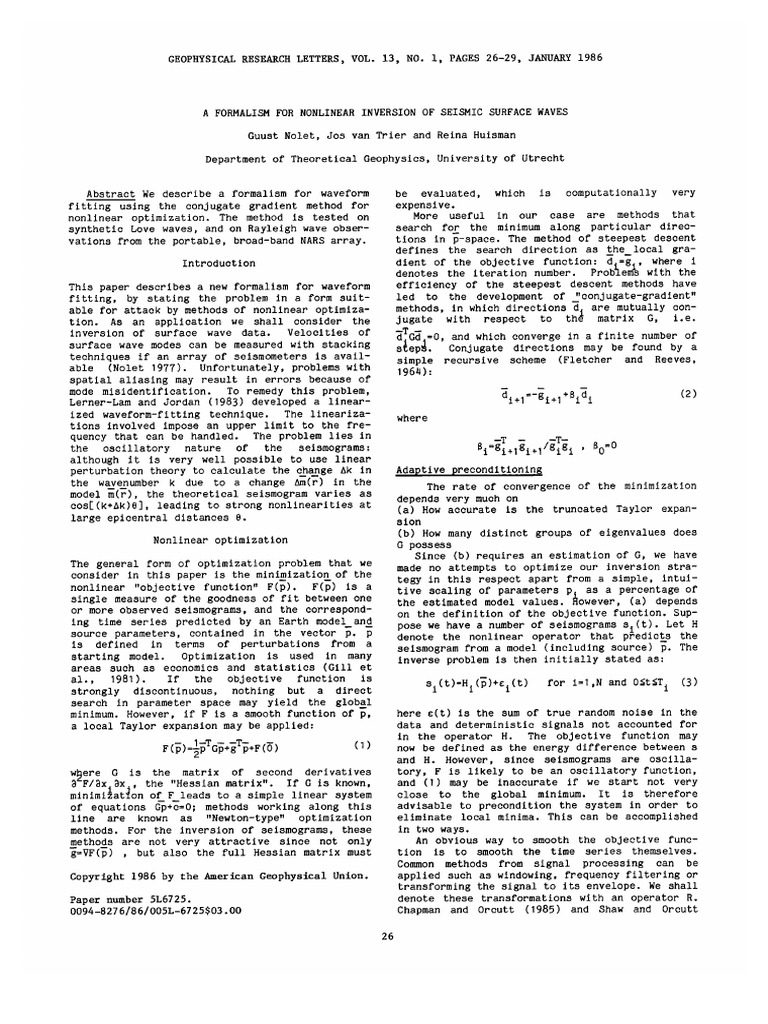 Seismic Inversion Techniques Pdf Inverse Problem Mathematical