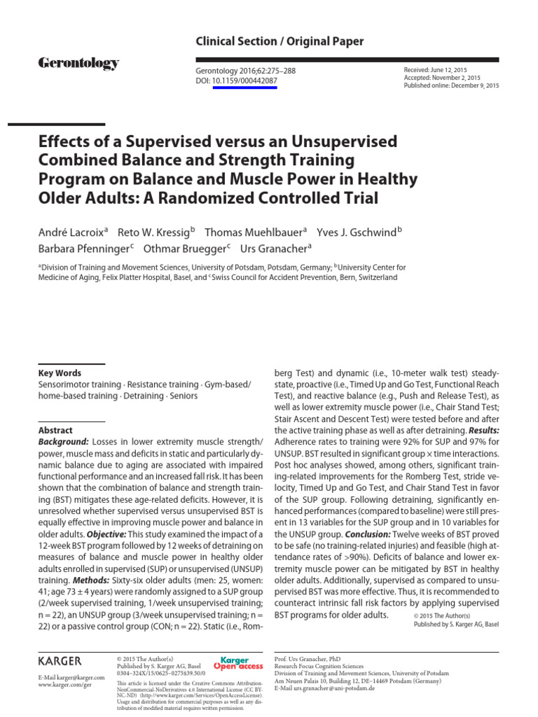 8 - Effects of A Supervised Versus An Unsupervised | PDF | Balance ...