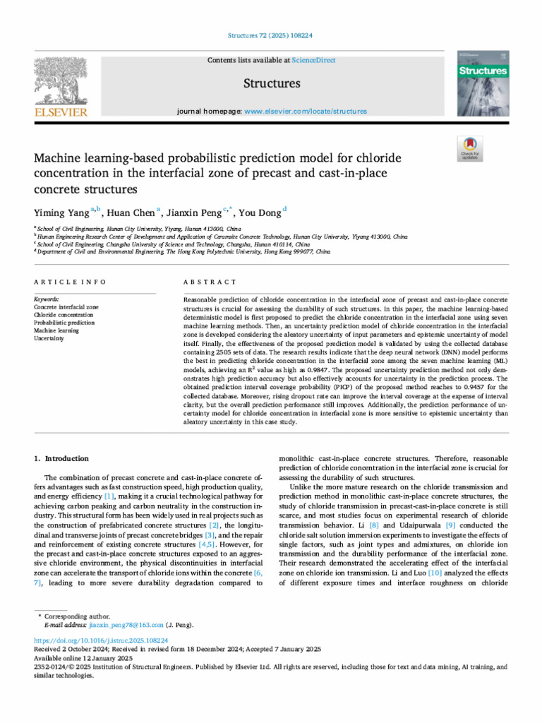 Machine Learning Based Probabilistic Prediction Model For Chloride ...