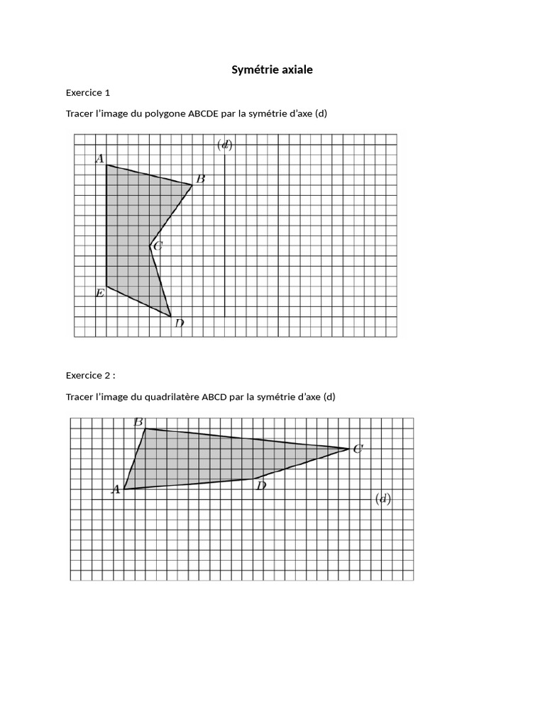 Exercices De Sym trie Axiale PDF