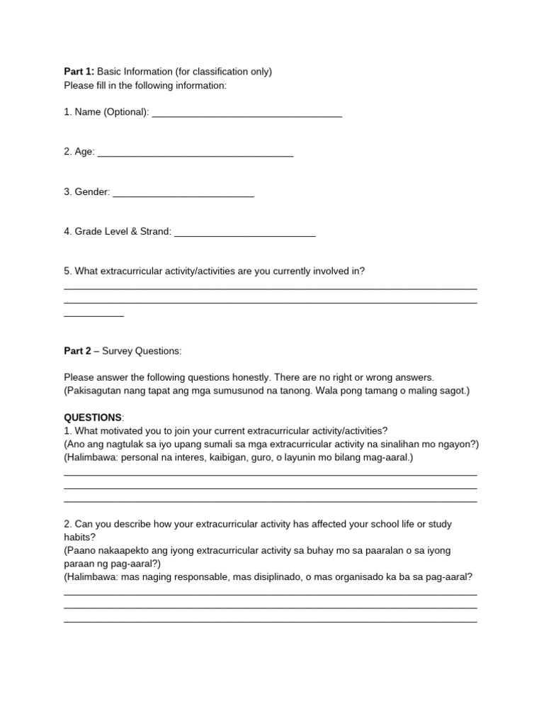 Questionnaire | PDF