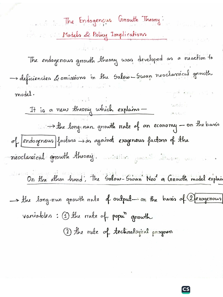 Endogenous Growth Theory. Economic Development | PDF