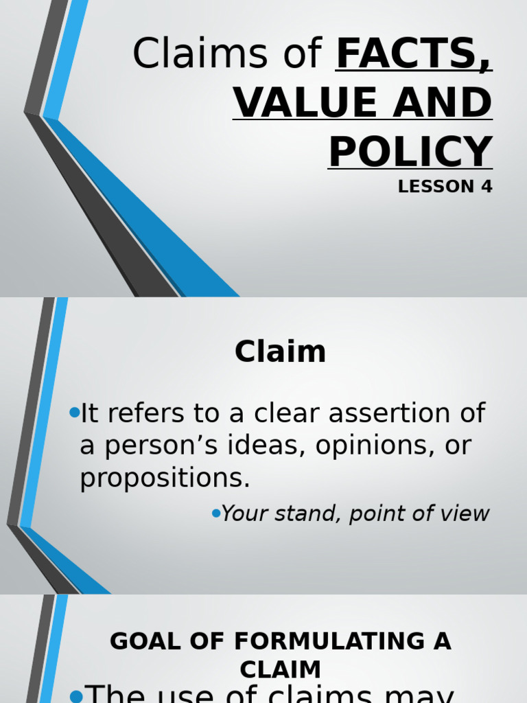 Understanding Claims: Facts, Value, Policy | PDF | Cost Of Living