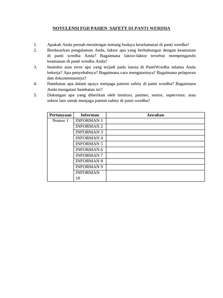 Format Notulensi Wawancara FGD Penelitian | PDF