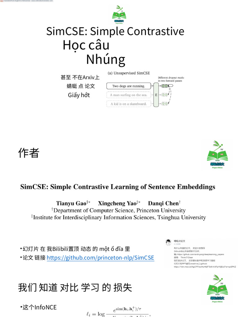 SimCSE Simple Contrastive Learning of Sentence Embeddings - En.vi | PDF