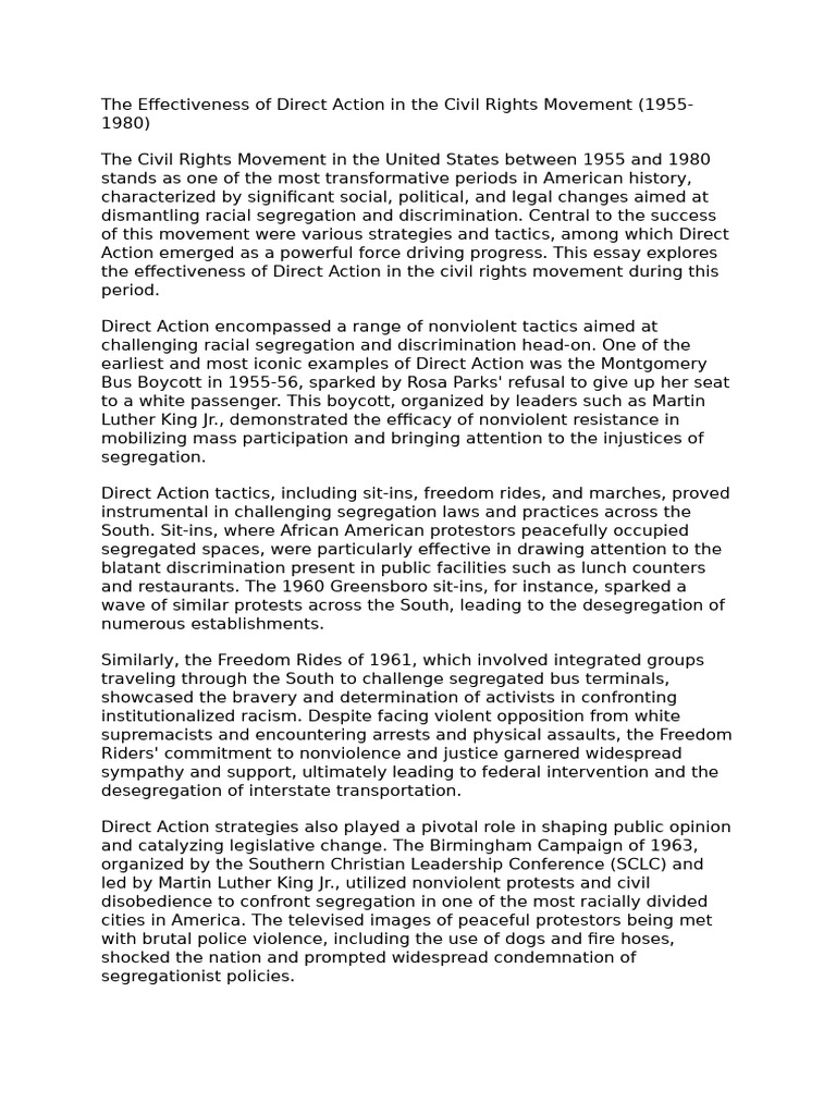 UTF-8Effectiveness of Direct Action in The Civil Rights Movement (1955 ...