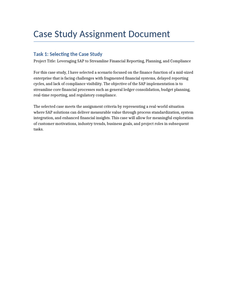 SAP Case Study: Financial Reporting Solutions | PDF