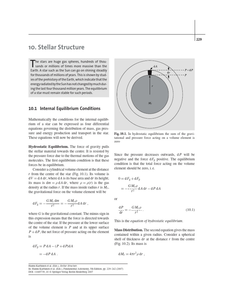 Stellar Structure and Equilibrium Equations | PDF | Stars | Nuclear Fusion