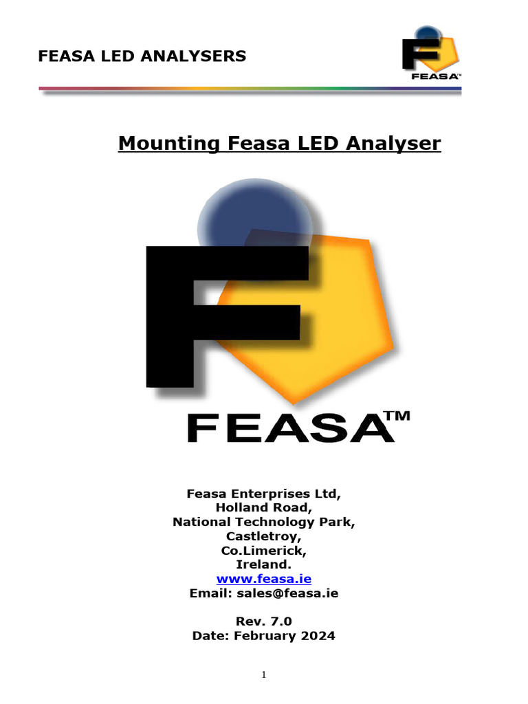 Feasa LED Analyser Manual Overview | PDF | Usb | Optical Fiber
