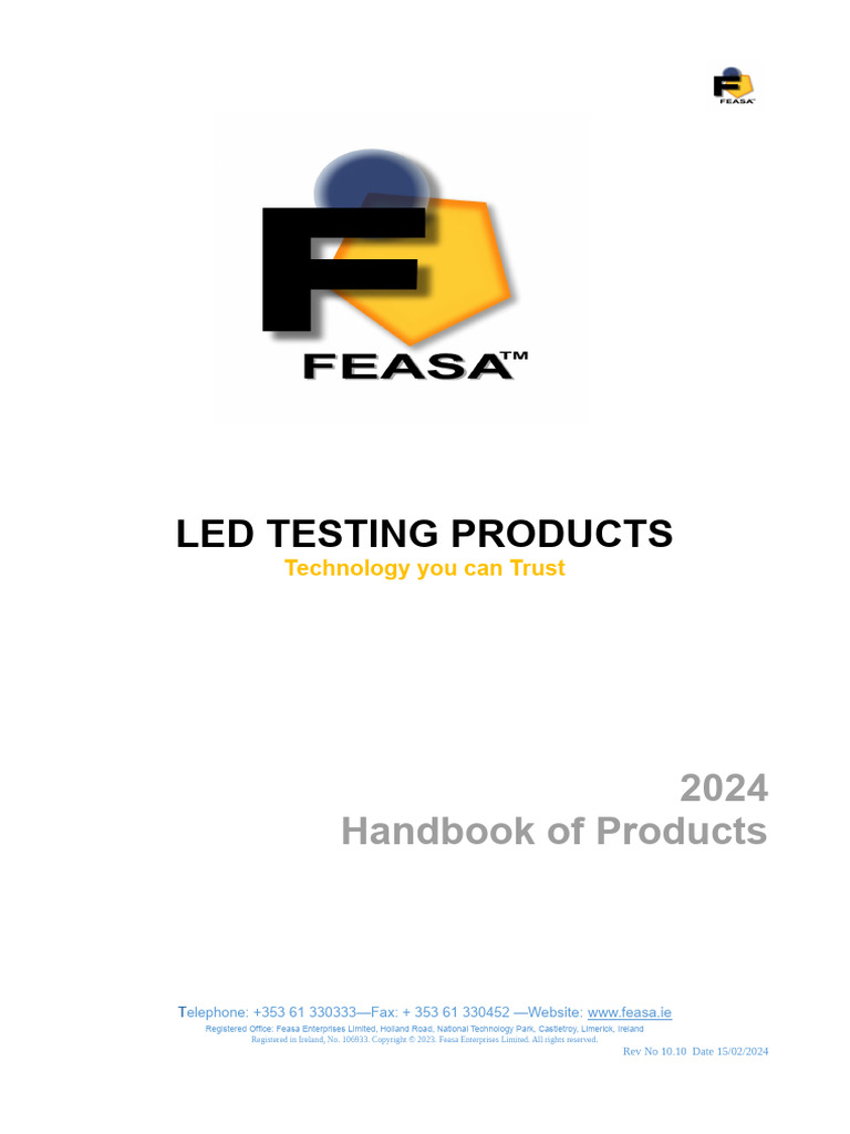 Feasa LED Testing Products Handbook | PDF | Rgb Color Model | Infrared
