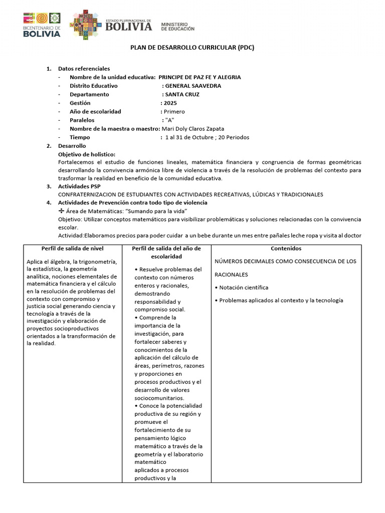 Plan de Desarrollo Curricular 2025 | PDF | Ecuaciones | Factorización
