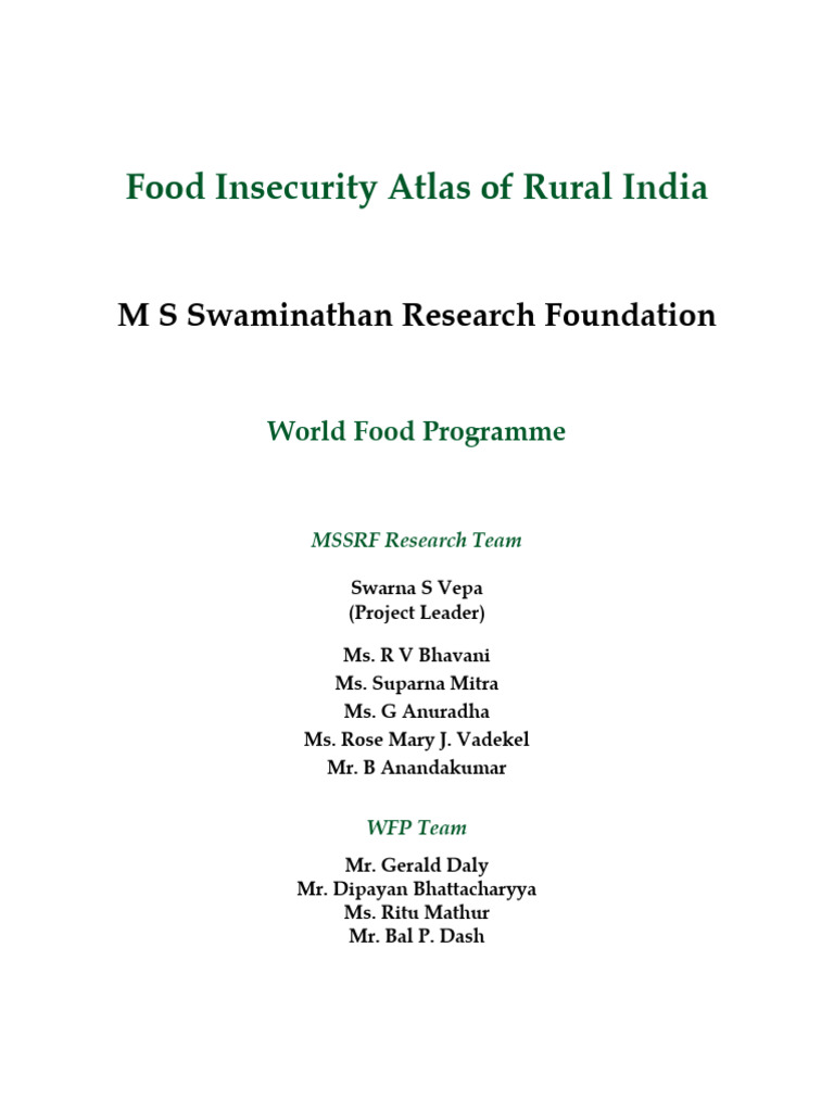 Food Insecurity in Rural India Atlas | PDF | Food Security | Malnutrition