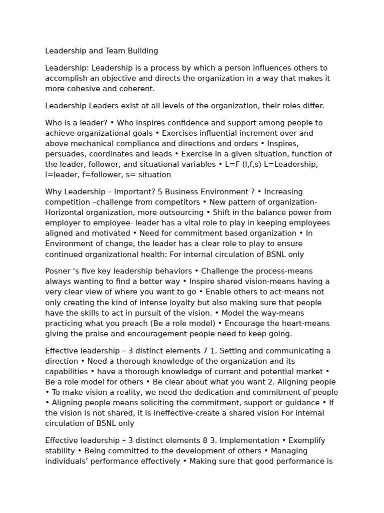 Leadership and Team Building Essentials | PDF | Leadership | Power ...
