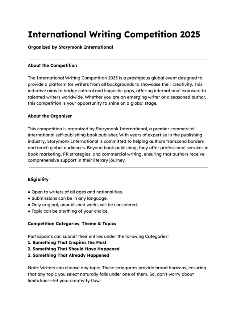 International Writing Competition 2025 | PDF | Human Communication