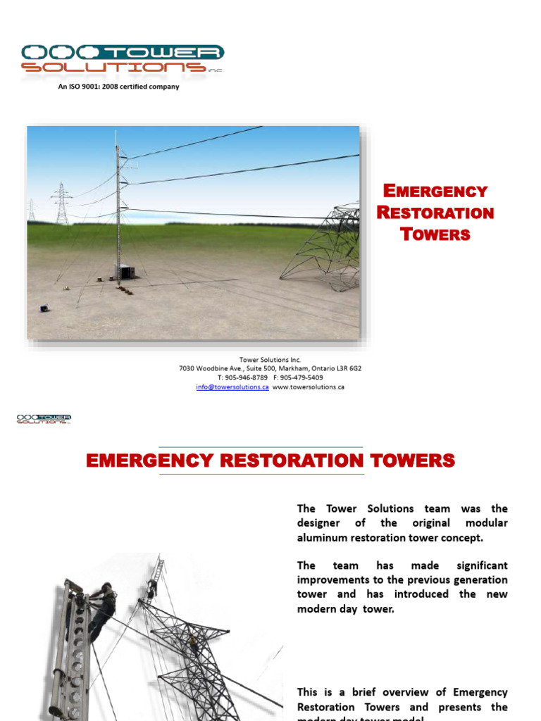 Emergency Restoration Towers Overview | PDF | Insulator (Electricity ...