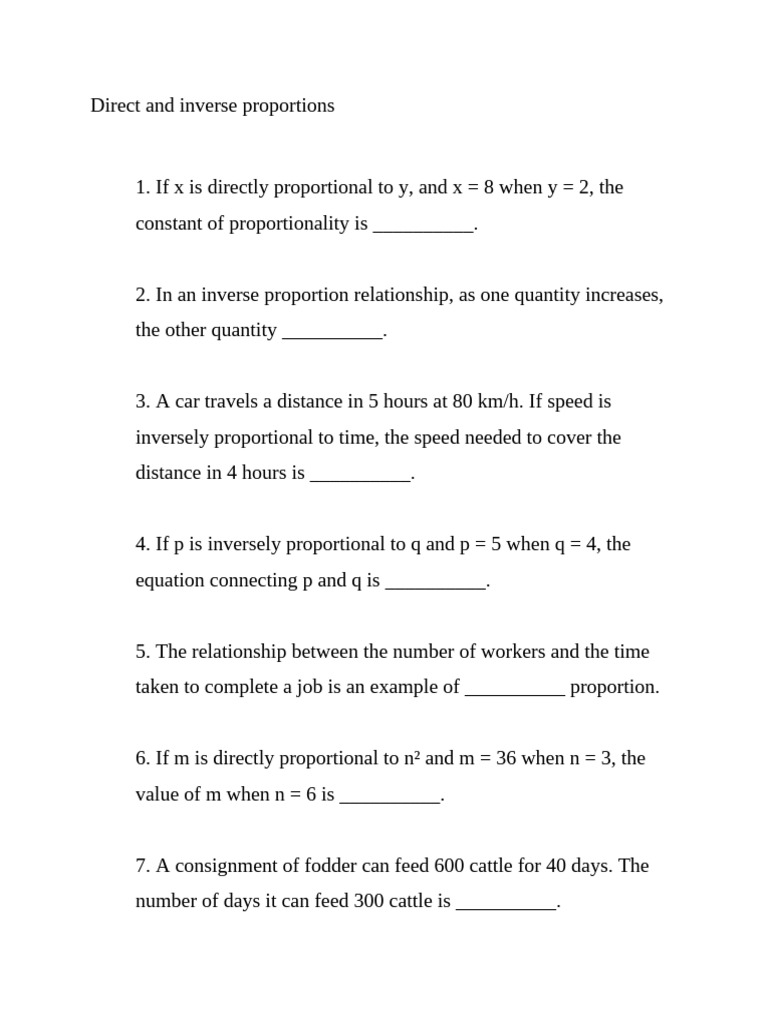 Understanding Direct and Inverse Proportions | PDF | Speed