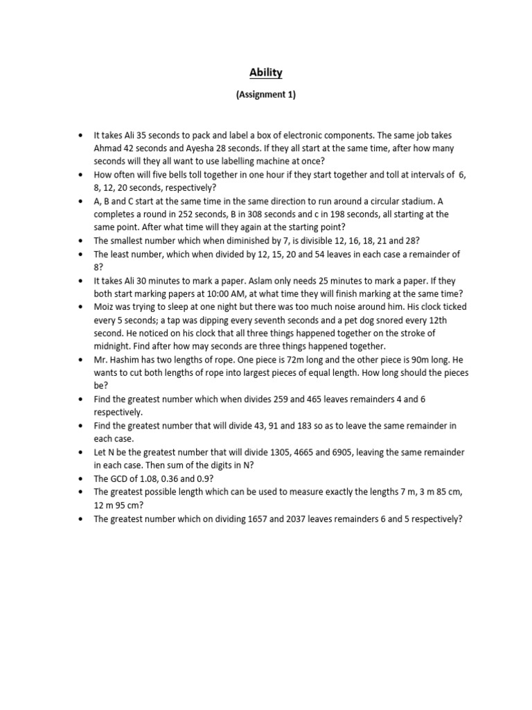 Ability Assignment 1 | PDF