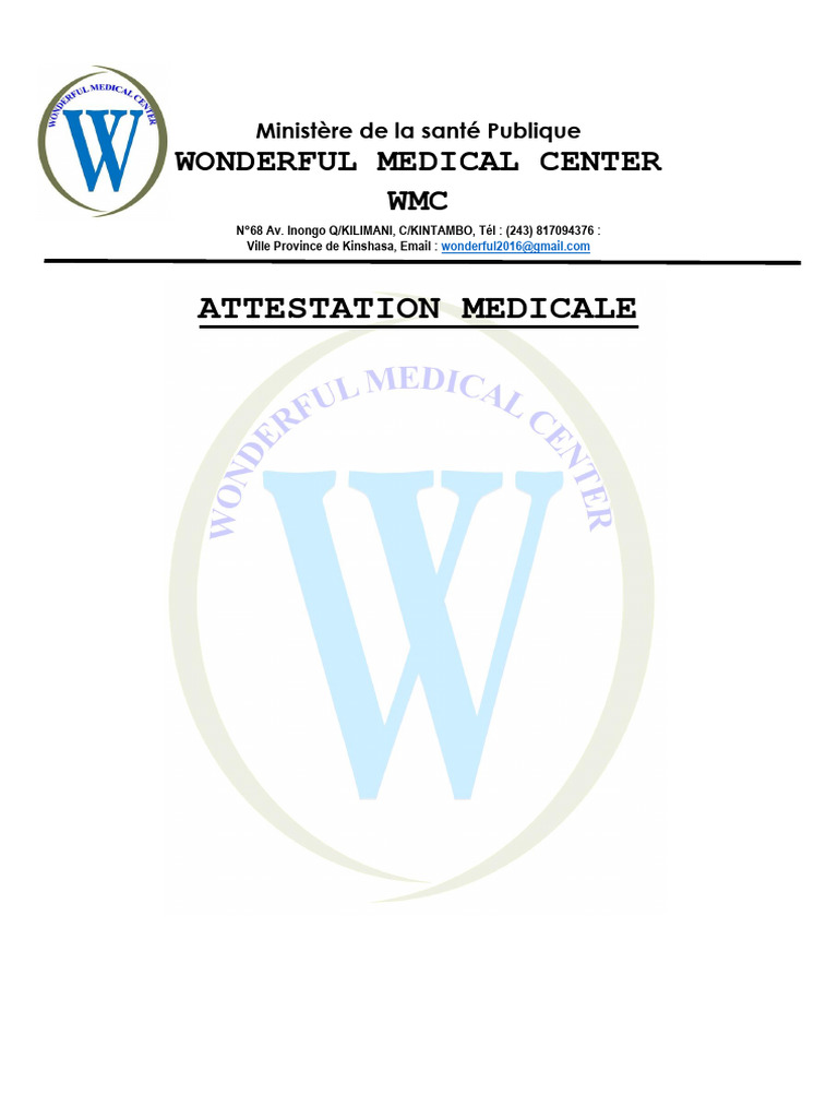 Attestation médicale de KASENGA BASUA | PDF