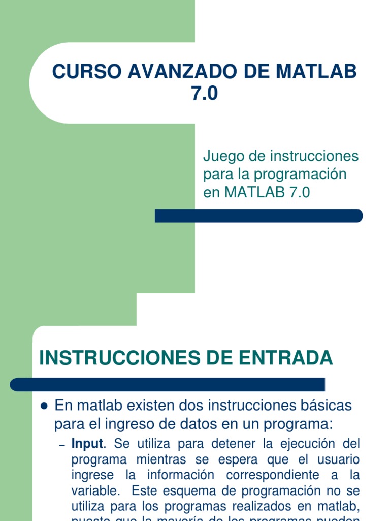 Programación Avanzada en MATLAB | PDF | Flujo de control | Programa de ...